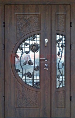 Входная дверь стекло с ковкой и резьбой ДСК-202 в Рязани