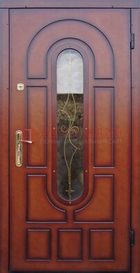 Яркая металлическая дверь Винорит со стеклом и ковкой ДСК-268 в Рязани