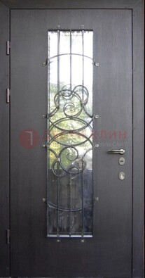 Остекленная стальная дверь с ковкой ДСК-26 в Рязани