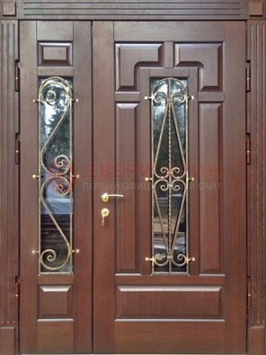Стальная распашная дверь Винорит стекло и ковка ДСК-274 в Рязани