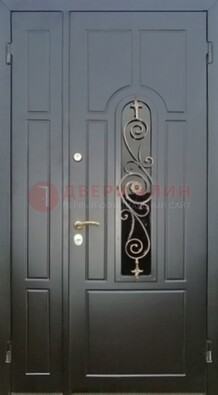 Металлическая дверь Винорит со стеклом в темном цвете ДСК-276 в Севастополе