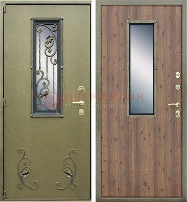 Офисная железная дверь со стеклом и ковкой ДСК-44 в Рязани