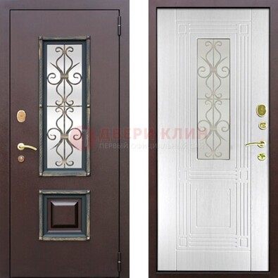 Оригинальная стальная дверь со стеклом и ковкой ДСК-48 в Рязани
