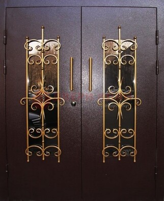 Металлическая дверь с ковкой и остеклением ДСК-49 в Рязани