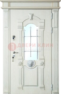 Герметичная входная дверь со стеклом и ковкой с украшением ДСК-64 в Рязани
