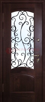 Металлическая дверь со стеклом и ковкой ДСК-6 в квартиру в Рязани