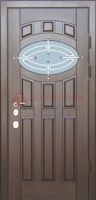 Квартирная металлическая дверь со стеклом и ковкой ДСК-7 в Рязани