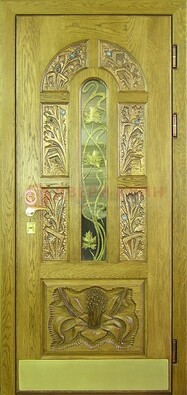 Металлическая дверь со стеклом и ковкой ДСК-90 в гостиницу в Рязани