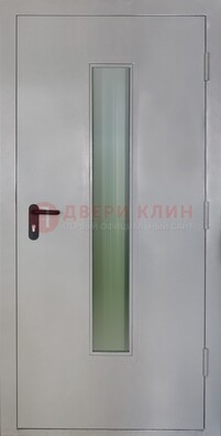 Белая металлическая техническая дверь со стеклянной вставкой ДТ-2 в Рязани