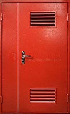 Красная железная техническая дверь с вентиляционными решетками ДТ-4 в Рязани