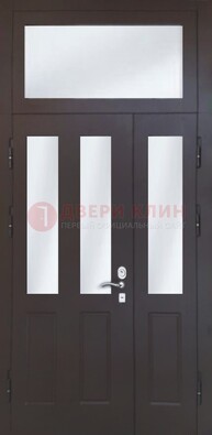 Черная тамбурная дверь со стеклянными вставками ДТМ-38 в Рязани