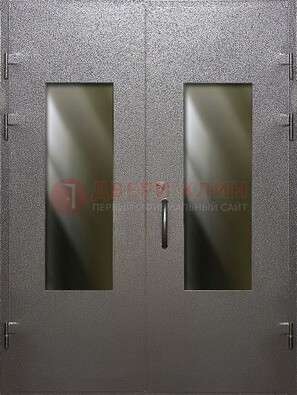 Серая тамбурная дверь со стеклянными вставками ДТМ-8 в Рязани