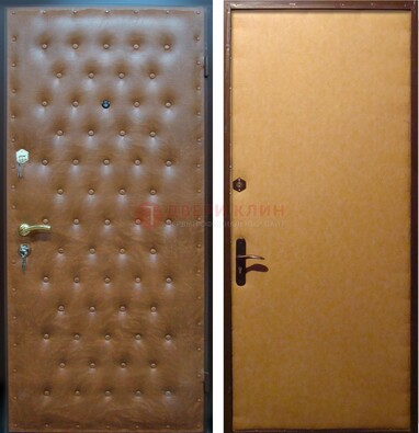 Желтая железная дверь с винилискожей ДВ-2 в Краснодаре