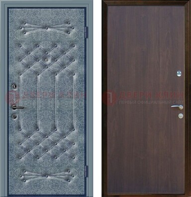 Серая металлическая дверь с винилискожей ДВ-35 в Рязани