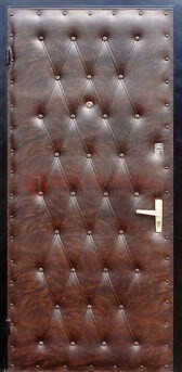 Коричневая стальная дверь с винилискожей ДВ-4 в Рязани