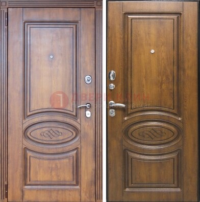 Коричневая металлическая дверь с виноритом ДВТ-10 в Рязани