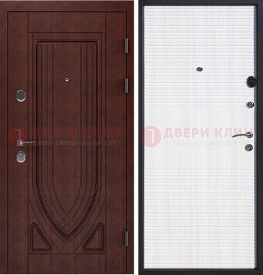 Уличная темная филенчатая дверь с виноритом и МДФ Белый ясень ДВТ-141 в Рязани