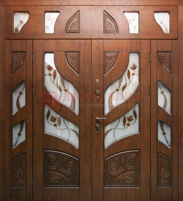 Элитная двухстворчатая дверь с витражным стеклом ДВТ-173 в Рязани