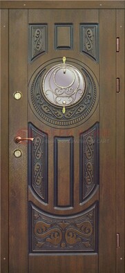 Одностворчатая входная дверь с виноритом и стеклом ДВТ-193 в Рязани