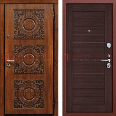 Коричневая уличная дверь с виноритом и узором ДВТ-222 в Рязани