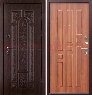 Темная металлическая дверь с виноритом и узором ДВТ-224 в Рязани