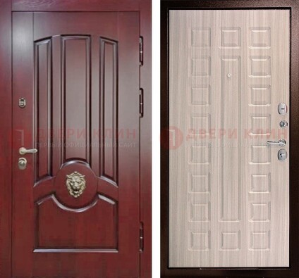 Темно-красная входная дверь с виноритом ДВТ-234 в Рязани