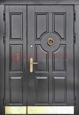 Черная металическая дверь с виноритом для дома ДВТ-241 в Рязани