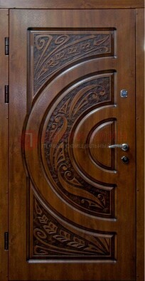 Коричневая металлическая дверь с виноритом ДВТ-42 в Рязани