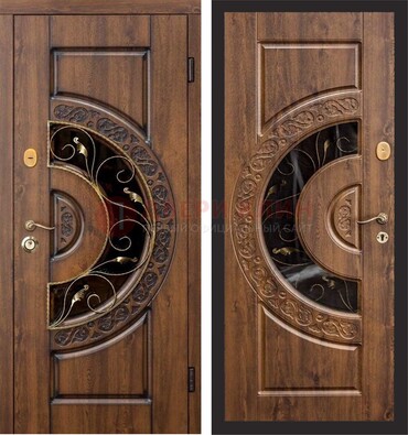Металлическая дверь с виноритом и панелью Золотой Дуб ДВТ-71 в Рязани