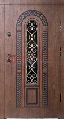 Стальная темная дверь с виноритом и МДФ ДВТ-81 в Рязани