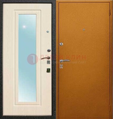 Коричневая входная дверь с зеркалом МДФ внутри ДЗ-10 в Рязани