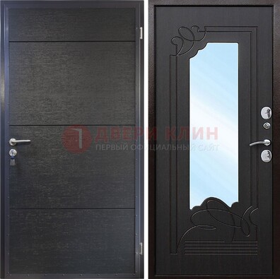Темная Железная дверь c виноритом и МДФ с зеркалом ДЗ-119 в Рязани