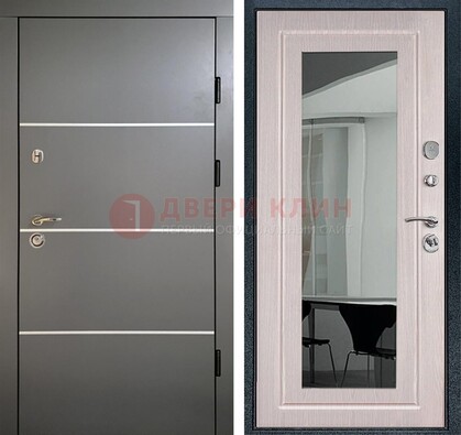 Черная металлическая дверь с зеркалом ДЗ-12 в Рязани