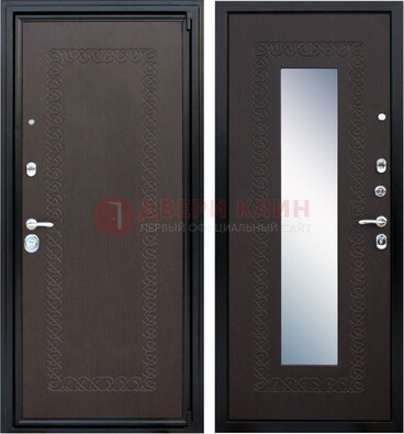 Темная стальная дверь с зеркалом ДЗ-20 в Рязани