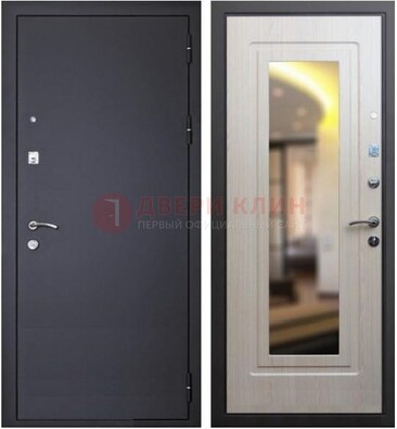 Черная металлическая дверь с зеркалом ДЗ-26 в Рязани