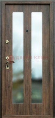 Коричневая железная дверь с зеркалом ДЗ-28 в Рязани