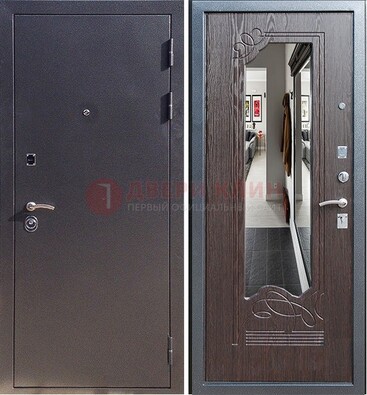 Черная входная дверь с зеркалом МДФ внутри ДЗ-29 в Рязани