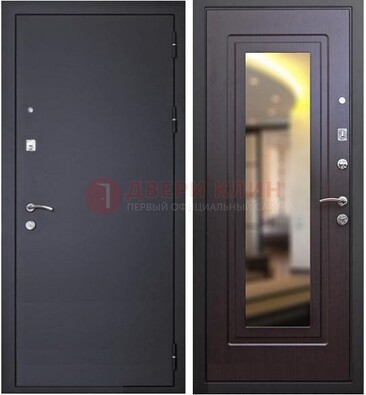 Черная железная дверь с зеркалом ДЗ-30 в Рязани