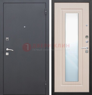 Черная входная дверь с зеркалом МДФ внутри ДЗ-31 в Рязани