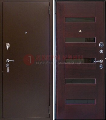 Темная железная дверь с зеркалом ДЗ-42 в Рязани