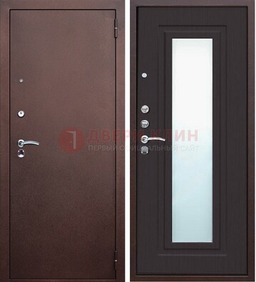 Коричневая металлическая дверь с зеркалом ДЗ-43 в Рязани