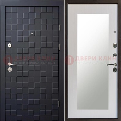 Черная стальная дверь МДФ и зеркалом ДЗ-50 в Рязани
