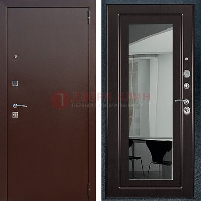 Металлическая дверь с порошковым напылением с МДФ и зеркалом ДЗ-61 в Рязани