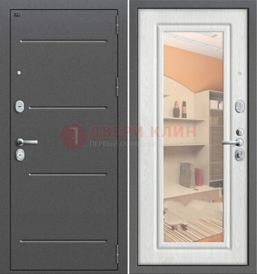 Серая металлическая дверь с зеркалом ДЗ-7 в Рязани