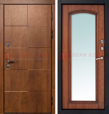 Белая филенчатая дверь с фрезерованной МДФ и зеркалом ДЗ-81 в Рязани