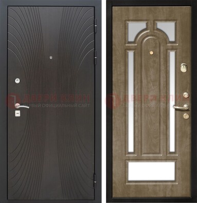 Темная металлическая дверь МДФ с различными зеркальными вставками внутри ДЗ-82 в Рязани