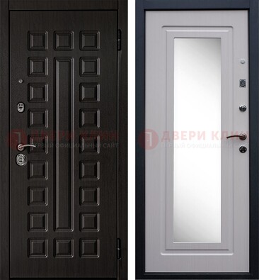 Черная филенчатая металлическая дверь МДФ с зеркалом ДЗ-83 в Севастополе