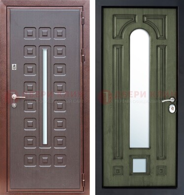Металлическая серая дверь с порошковым покрытием и МДФ Венге с зеркалом ДЗ-84 в Рязани