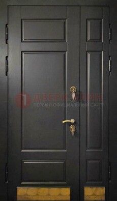 Черная полуторная железная дверь для частного дома ПЛ-2 в Рязани