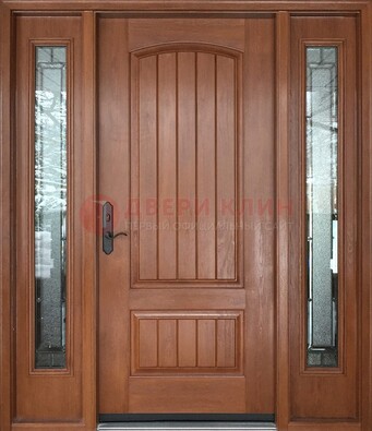 Стальная дверь с массивом дуба и витражом для дома ВЖ-17 в Рязани